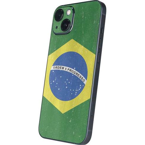Brazil Flag Distressed iPhone 15 Plus Skin