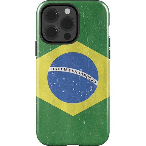 Brazil Flag Distressed iPhone 15 Pro Impact Case