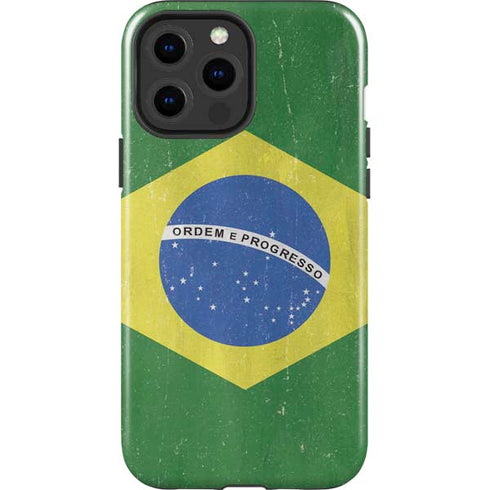 Brazil Flag Distressed iPhone 14 Pro Max Impact Case