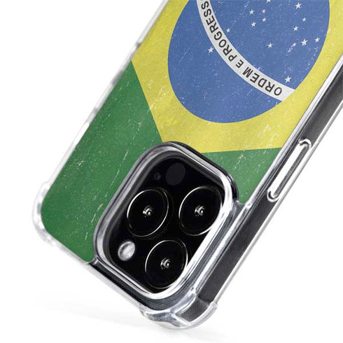 Brazil Flag Distressed iPhone 15 Pro Max MagSafe Case