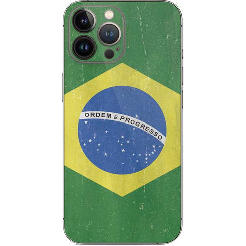 Brazil Flag Distressed iPhone 14 Pro Max Skin