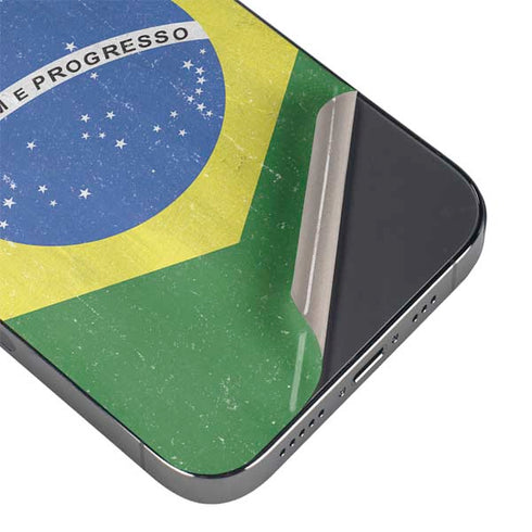 Brazil Flag Distressed iPhone 14 Pro Max Skin