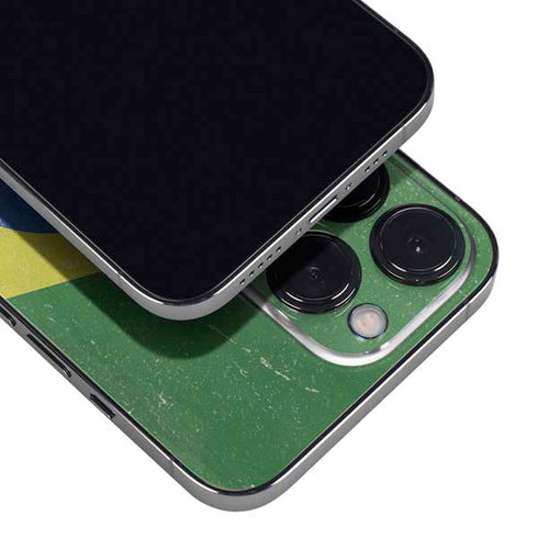 Brazil Flag Distressed iPhone 15 Pro Skin