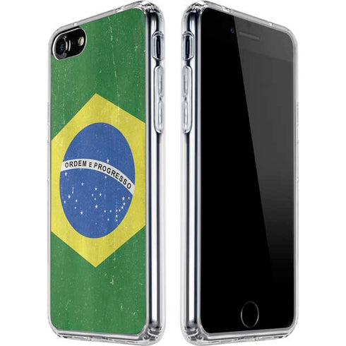 Brazil Flag Distressed iPhone SE (2nd & 3rd Gen) Clear Case