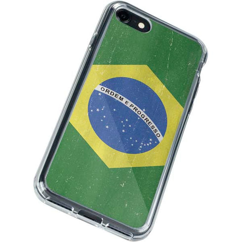 Brazil Flag Distressed iPhone SE (2nd & 3rd Gen) Clear Case