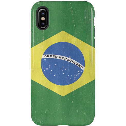 Brazil Flag Distressed iPhone X Pro Case