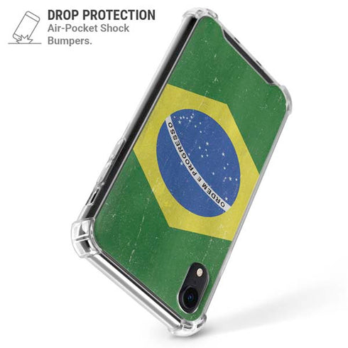 Brazil Flag Distressed iPhone XR Clear Case