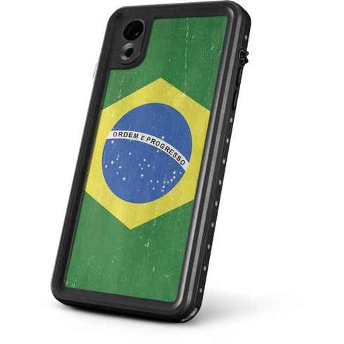 Brazil Flag Distressed iPhone XR Waterproof Case