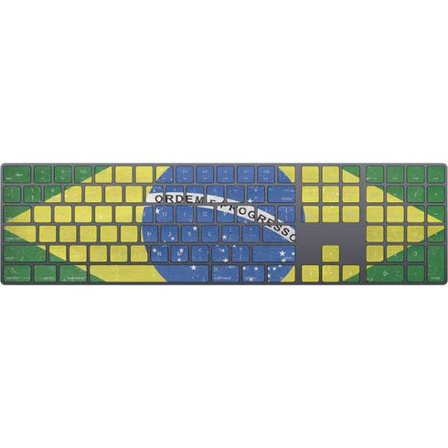 Brazil Flag Distressed Magic Keyboard with Numeric Keypad Skin