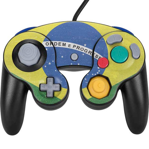 Brazil Flag Distressed Nintendo GameCube Controller Skin