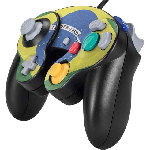 Brazil Flag Distressed Nintendo GameCube Controller Skin