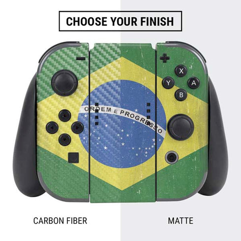 Brazil Flag Distressed Nintendo Switch Bundle Skin
