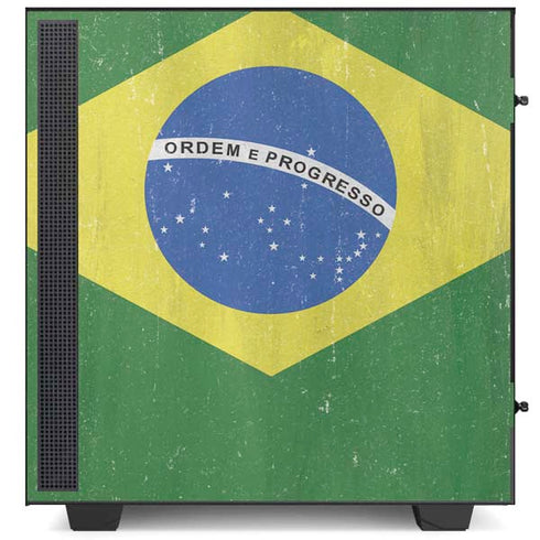 Brazil Flag Distressed NZXT H510 Compact ATX Mid-Tower Case Skin
