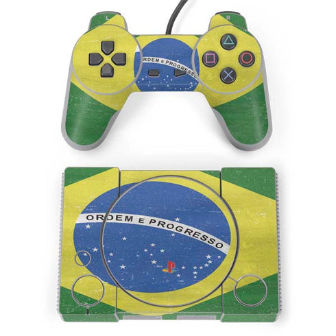 Brazil Flag Distressed PlayStation Classic Bundle Skin