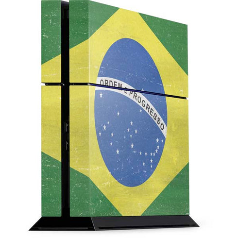Brazil Flag Distressed PS4 Console Skin