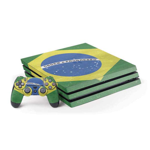 Brazil Flag Distressed PS4 Pro Bundle Skin