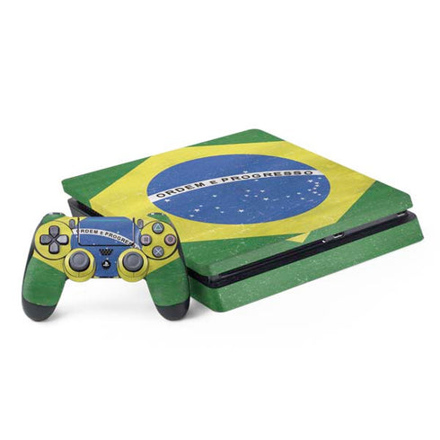 Brazil Flag Distressed PS4 Slim Bundle Skin