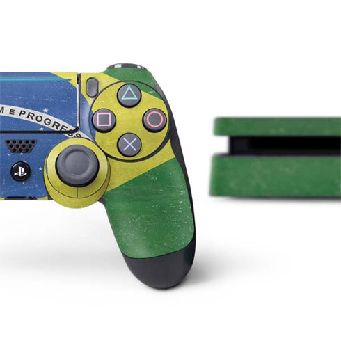 Brazil Flag Distressed PS4 Slim Bundle Skin