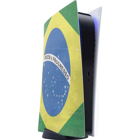 Brazil Flag Distressed PS5 Digital Edition Console Skin