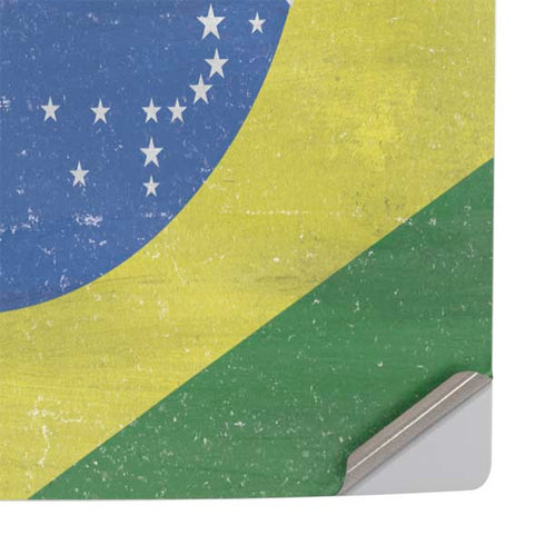 Brazil Flag Distressed PS5 Slim Disk Console Skin