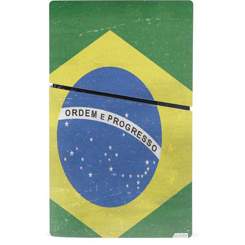 Brazil Flag Distressed PS5 Slim Digital Edition Bundle Skin