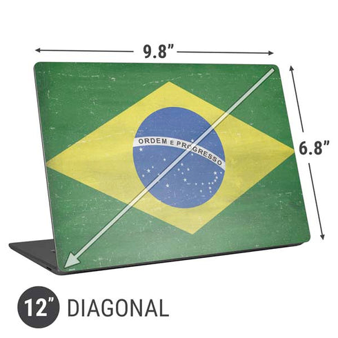Brazil Flag Distressed Universal Laptop 12in (9.8 x 6.8in) Skin