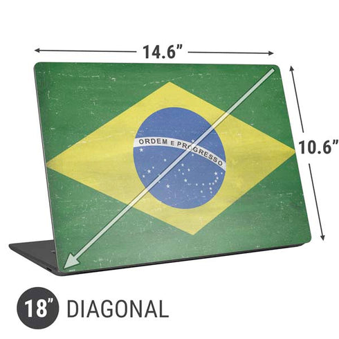 Brazil Flag Distressed Universal Laptop 18in (14.6 x 10.6in) Skin