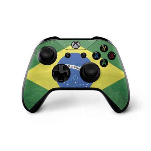 Brazil Flag Distressed Xbox One X Controller Skin
