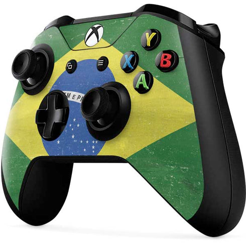 Brazil Flag Distressed Xbox One X Controller Skin