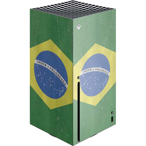 Brazil Flag Distressed Xbox Series X Console Skin