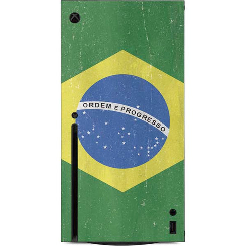 Brazil Flag Distressed Xbox Series X Console Skin