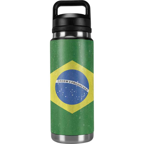 Brazil Flag Distressed YETI Rambler 26oz Bottle Skin