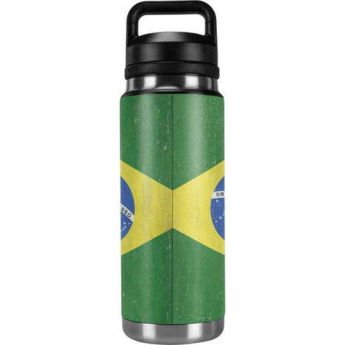 Brazil Flag Distressed YETI Rambler 26oz Bottle Skin