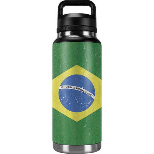 Brazil Flag Distressed YETI Rambler 36oz Bottle Skin