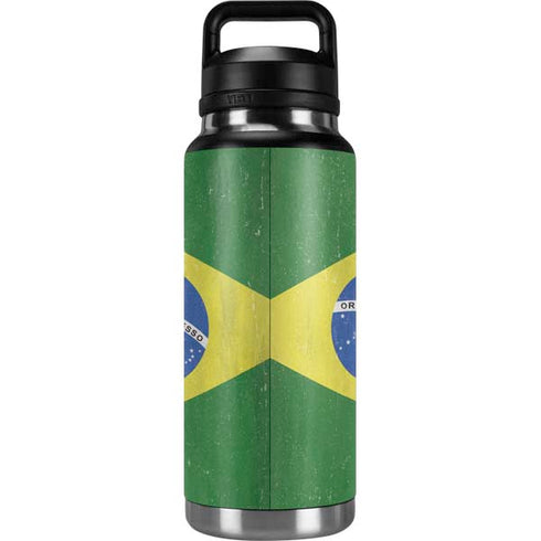 Brazil Flag Distressed YETI Rambler 36oz Bottle Skin