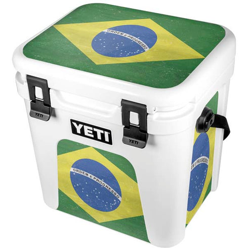 Brazil Flag Distressed YETI Roadie 24 Hard Cooler Skin