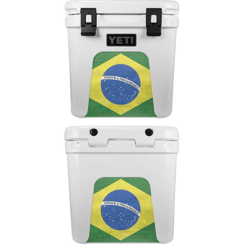 Brazil Flag Distressed YETI Roadie 24 Hard Cooler Skin