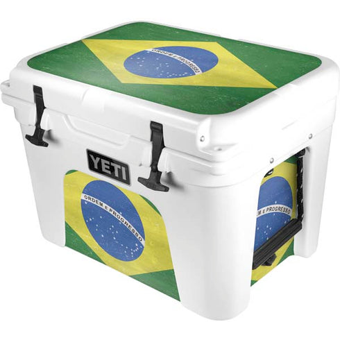 Brazil Flag Distressed YETI Tundra 35 Hard Cooler Skin
