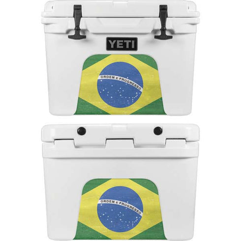Brazil Flag Distressed YETI Tundra 35 Hard Cooler Skin
