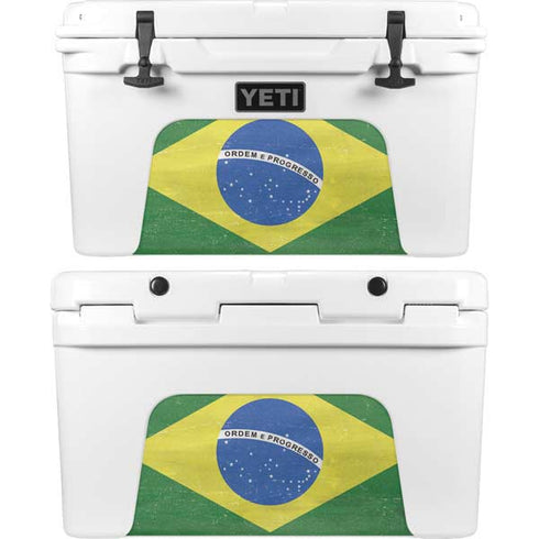 Brazil Flag Distressed YETI Tundra 45 Hard Cooler Skin