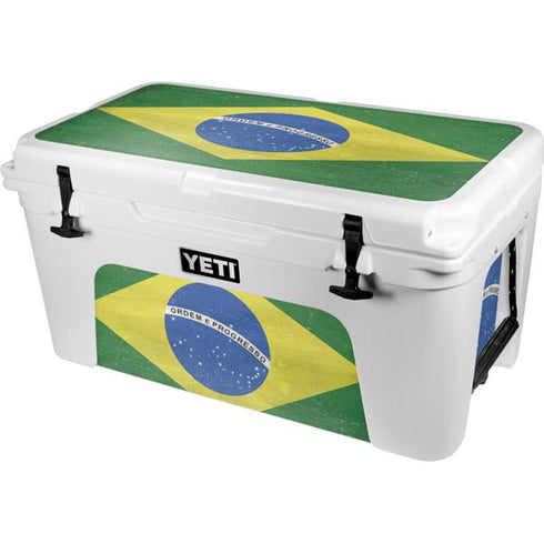Brazil Flag Distressed YETI Tundra 65 Hard Cooler Skin