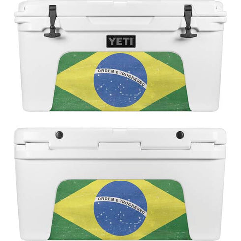 Brazil Flag Distressed YETI Tundra 65 Hard Cooler Skin