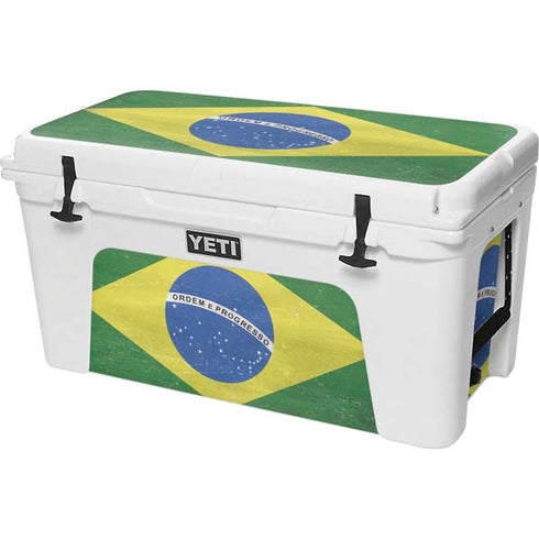 Brazil Flag Distressed YETI Tundra 75 Hard Cooler Skin