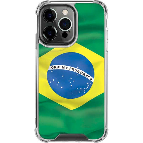 Brazil Flag iPhone 14 Pro Clear Case