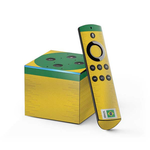 Brazil Soccer Flag Fire TV Cube Skin