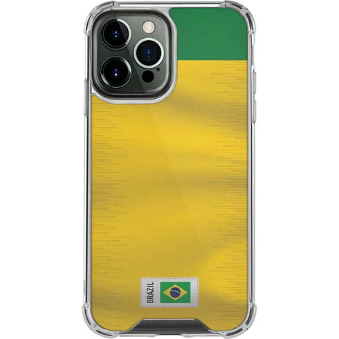 Brazil Soccer Flag iPhone 14 Pro Max Clear Case
