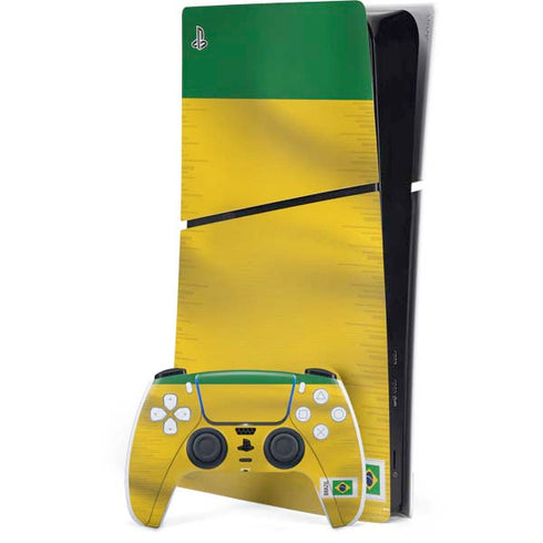 Brazil Soccer Flag PS5 Slim Digital Edition Console Skin