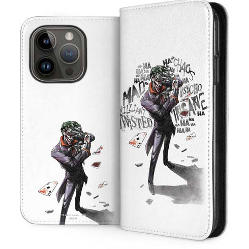 DC Comics The Joker Brilliantly Twisted iPhone 14 Pro Folio Case