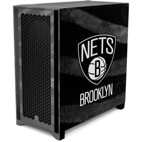 NBA Brooklyn Nets Black Animal Print Corsair 4000D Tempered Glass Mid-Tower ATX Case Skin