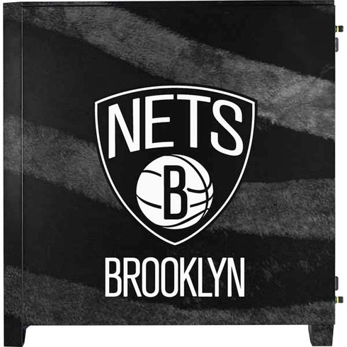 NBA Brooklyn Nets Black Animal Print Corsair 4000D Tempered Glass Mid-Tower ATX Case Skin